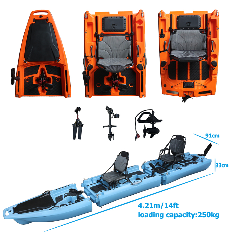 Fishing Kayak Sit On Top - 14FT 2-Personen Abnehmbares Pedal-Kajak Sit-On-Top Doppelsitze