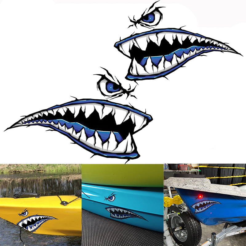 Fishing Kayak Sit On Top - 2PCS Hai Zähne Mund Boot Aufkleber